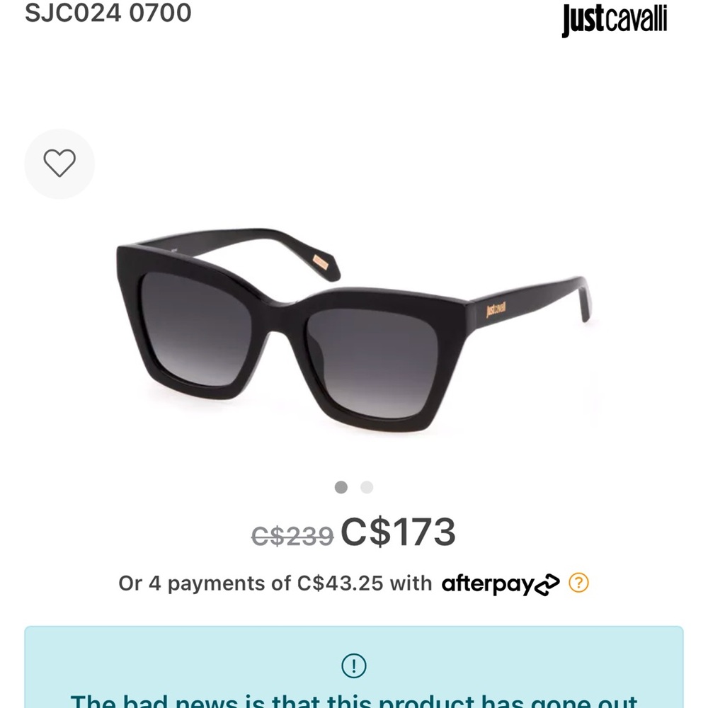 Just Cavalli Black Sunglasses